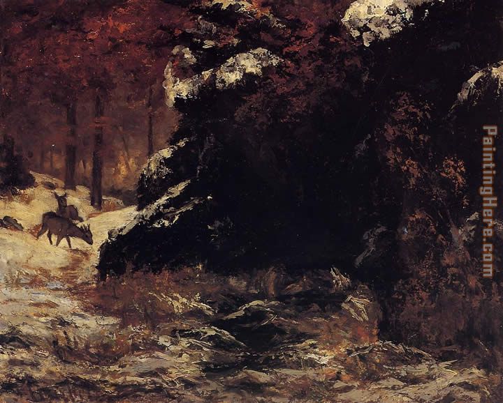Gustave Courbet Deer in the Snow